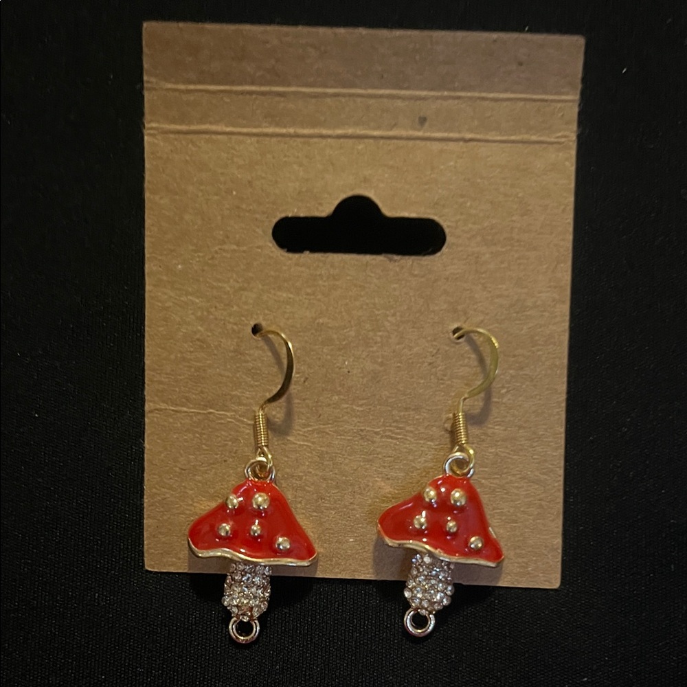 Handmade Red Mushroom Earrings
